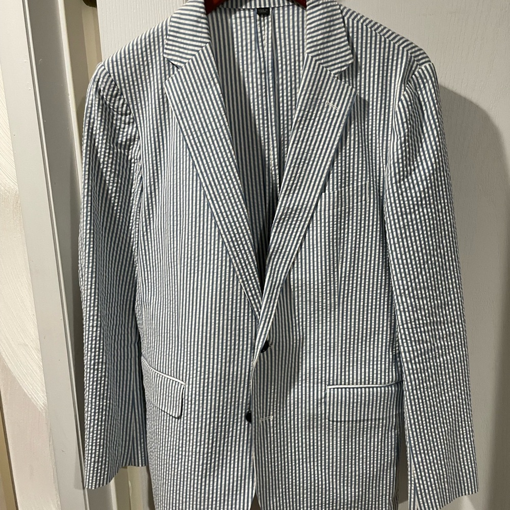 Classic Blue and White Seersucker Blazer